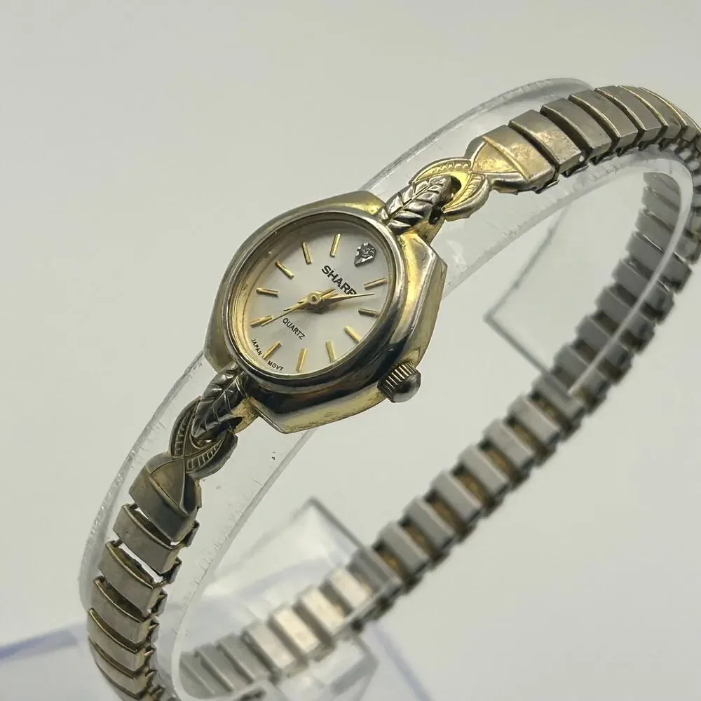 Sharp Diamond Women’s Quartz Watch Expansion Band Working New Battery